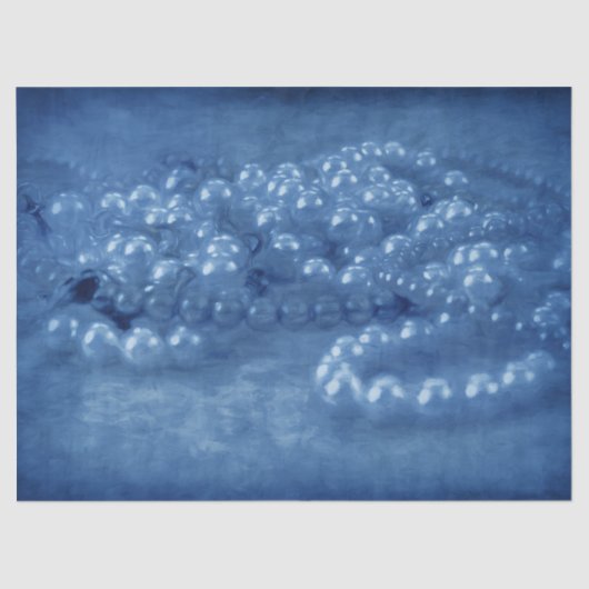 Antiek Blauw Witte Waterverf Pearls Tissuepapier (Voorkant)