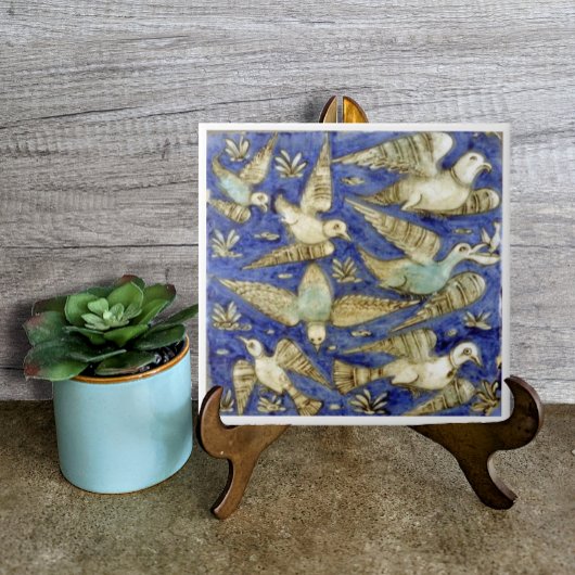 Antiek blauw Zee Vogelmeeuw Pelikaan Zeemeeuw Tegeltje