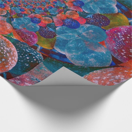 Antiek blauwe Abstracte ballonnen Cadeaupapier (Hoek)