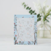 Antiek blauwe bloem RSVP kaartje (Staand voorkant)