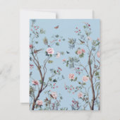 Antiek blauwe bloem RSVP kaartje (Achterkant)