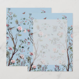 Antiek blauwe bloem RSVP kaartje