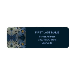 Antiek Blauwe Daisy Bloemen Etiket