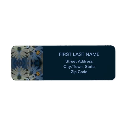 Antiek Blauwe Daisy Bloemen Etiket (Voorkant)