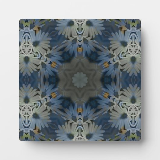 Antiek Blauwe Daisy Bloemen Fotoplaat (Voorkant)