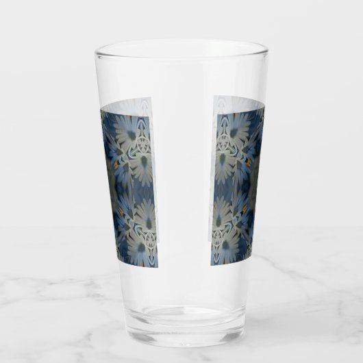 Antiek Blauwe Daisy Bloemen Glas (Rechts)
