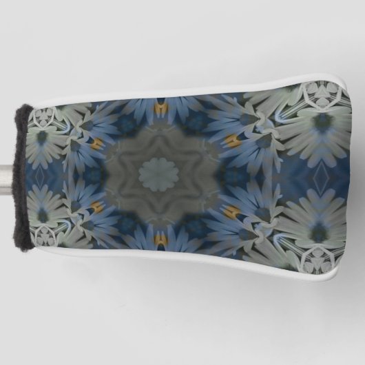Antiek Blauwe Daisy Bloemen Golfheadcover (Voorkant)