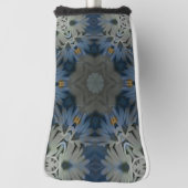 Antiek Blauwe Daisy Bloemen Golfheadcover (Draai 90)