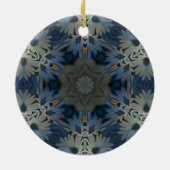 Antiek Blauwe Daisy Bloemen Keramisch Ornament (Achterkant)