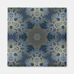 Antiek Blauwe Daisy Bloemen Magneet