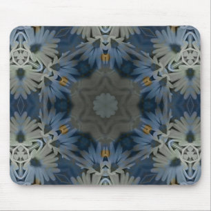 Antiek Blauwe Daisy Bloemen Muismat