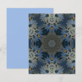 Antiek Blauwe Daisy Bloemen Notitiekaartje (Voorkant / Achterkant)