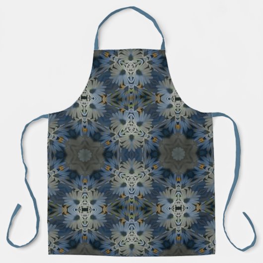 Antiek Blauwe Daisy Bloemen Schort (Voorkant)