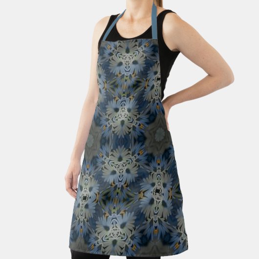 Antiek Blauwe Daisy Bloemen Schort (Insitu)