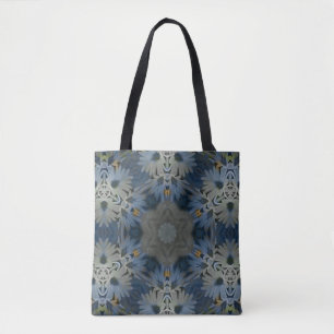 Antiek Blauwe Daisy Bloemen Tote Bag