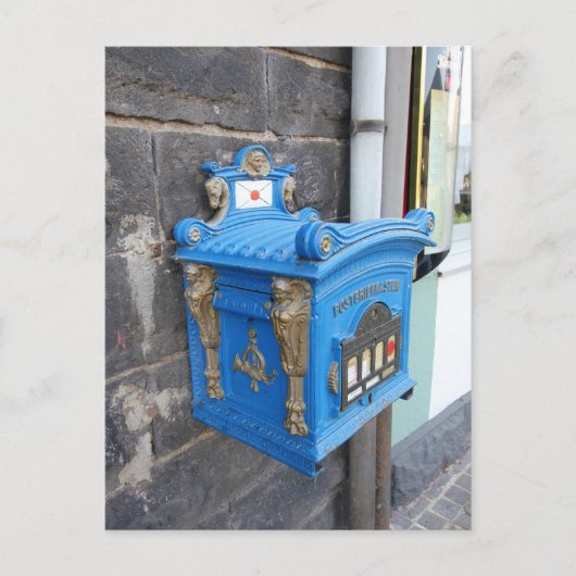Antiek blauwe Duitse brievenbus vanaf 1896 Briefkaart (Voorkant)