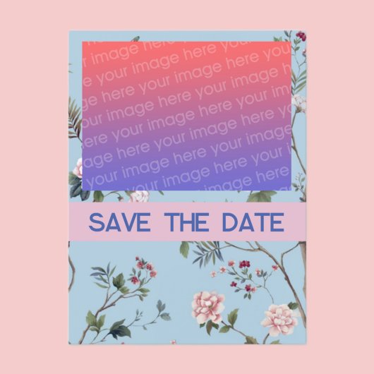 Antiek Blauwe Floral Briefkaart