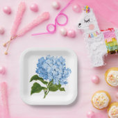 Antiek Blauwe Hydrangea Blossom Papieren Bordje (Feest)