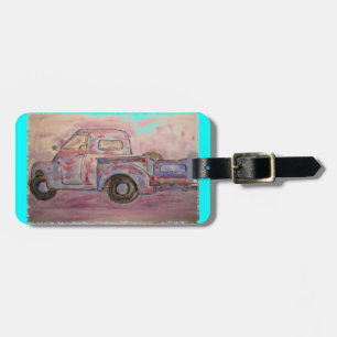 antiek blauwe patina bagagelabel