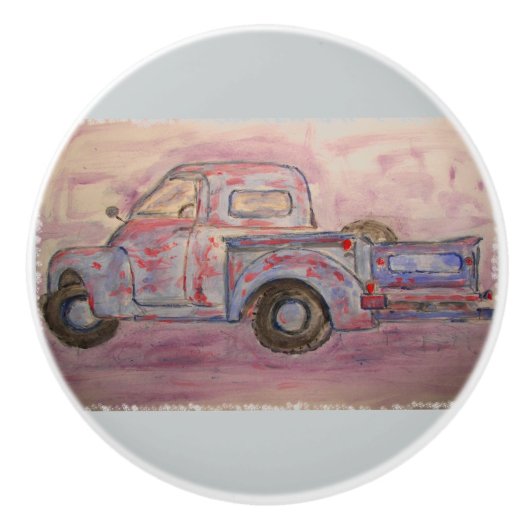 antiek blauwe patina keramische knop (Voorkant)