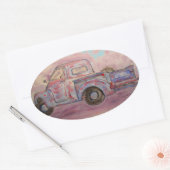 antiek blauwe patina ovale sticker (Envelop)