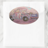 antiek blauwe patina ovale sticker (Tas)