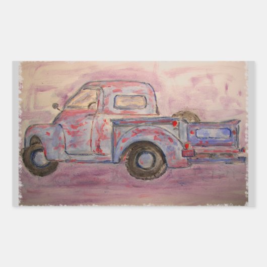 antiek blauwe patina rechthoekige sticker (Voorkant)