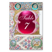 ANTIEK BLAUWE PINKFLORAAL, FUCHSIA GEMSTONES, PEAR KAART (Voorkant)