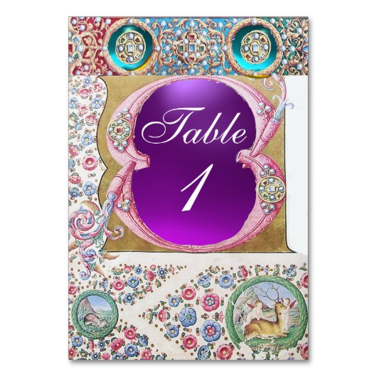 ANTIEK BLAUWE PINKSTROMEN, PAARSE GEMSTONES, PEARL KAART (Achterkant)