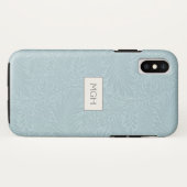 Antiek blauwe ridderspoor bloemmotief monogram hoe Case-Mate iPhone case (Achterkant (horizontaal))