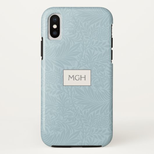 Antiek blauwe ridderspoor bloemmotief monogram hoe Case-Mate iPhone case (Achterkant)