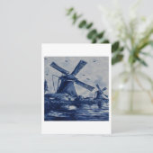 Antiek blauwe Tegel - Windmolens door water Kaart (Staand voorkant)