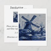 Antiek blauwe Tegel - Windmolens door water Kaart (Voorkant / Achterkant)