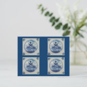 Antiek Blauwe Tile - Duck in Water Briefkaart (Staand voorkant)