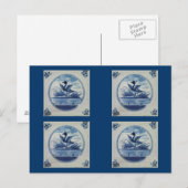 Antiek Blauwe Tile - Duck in Water Briefkaart (Voorkant / Achterkant)