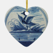 Antiek Blauwe Tile - Duck in Water Keramisch Ornament (Voorkant)