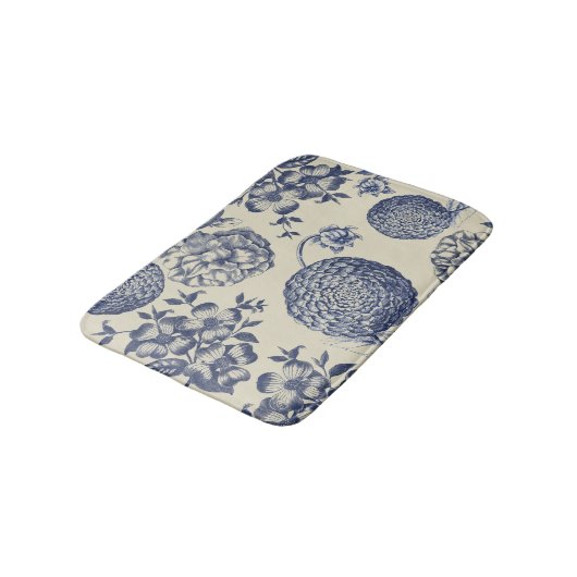 Antiek blauwe ventilator AfdrukFloral Badmat (Gekanteld)