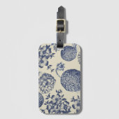 Antiek blauwe ventilator AfdrukFloral Bagagelabel (Voorkant (verticaal))