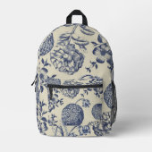 Antiek blauwe ventilator AfdrukFloral Bedrukte Rugzak (Voorkant)
