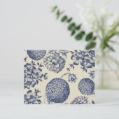 Antiek blauwe ventilator AfdrukFloral Briefkaart (Staand voorkant)