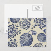 Antiek blauwe ventilator AfdrukFloral Briefkaart (Voorkant / Achterkant)
