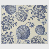 Antiek blauwe ventilator AfdrukFloral Cadeaupapier (Vlak)