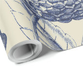 Antiek blauwe ventilator AfdrukFloral Cadeaupapier (Rol Hoek)