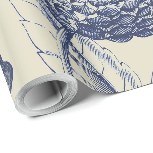 Antiek blauwe ventilator AfdrukFloral Cadeaupapier (Rol Hoek)