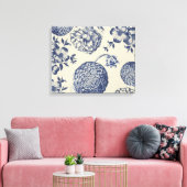 Antiek blauwe ventilator AfdrukFloral Canvas Afdruk (Insitu (Woonkamer))