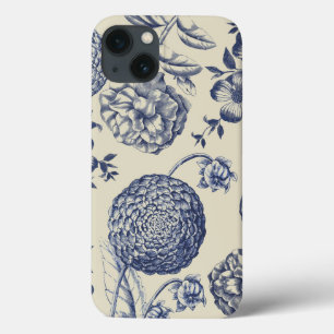 Antiek blauwe ventilator AfdrukFloral iPhone 13 Hoesje