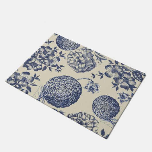 Antiek blauwe ventilator AfdrukFloral Deurmat (Schuin)