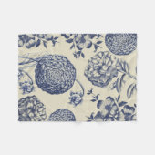 Antiek blauwe ventilator AfdrukFloral Fleece Deken (Voorkant (Horizontaal))