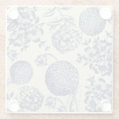 Antiek blauwe ventilator AfdrukFloral Glazen Onderzetter (Achterkant)