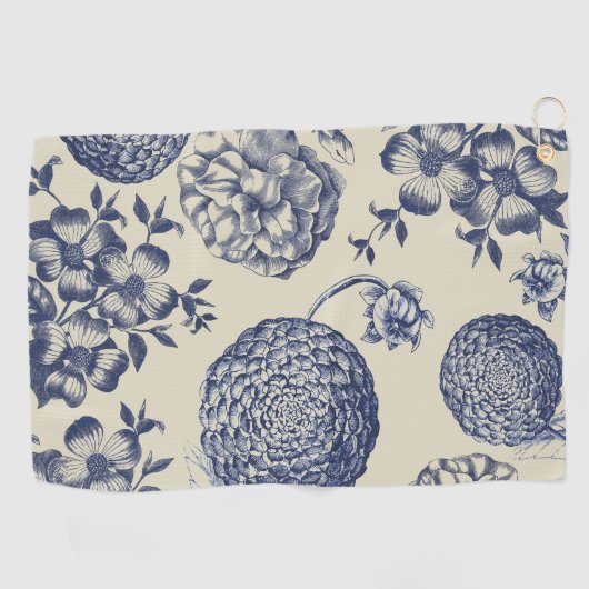 Antiek blauwe ventilator AfdrukFloral Golfhanddoek (Horizontaal)